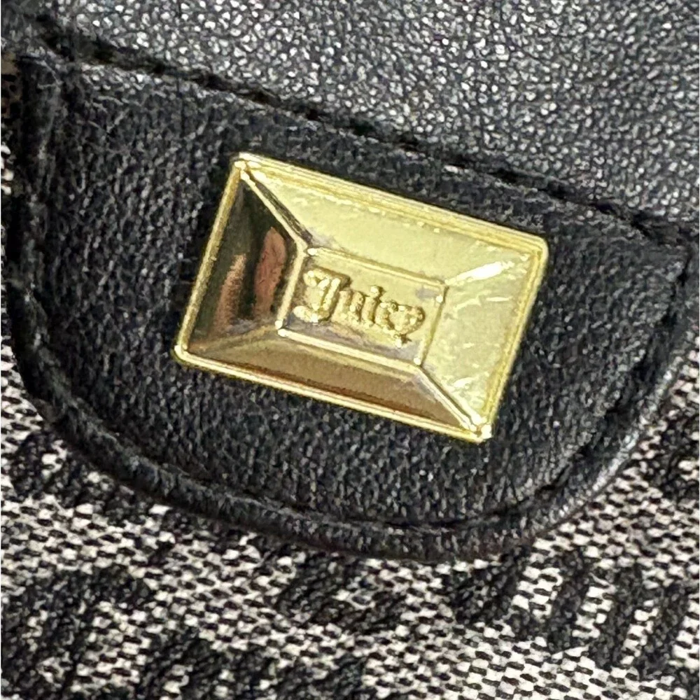 Juicy Couture Purse Women Black Gray Y2K The Day Satchel Monogram Crossbody Bag